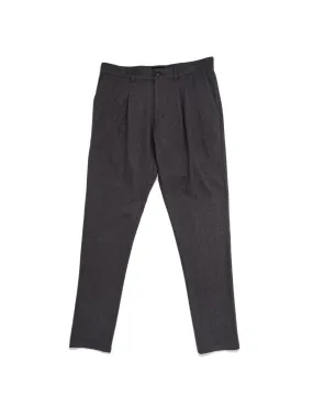 Pleated Trouser - Charcoal Herringbone