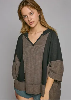 POL Oversized Charcoal/Black Top