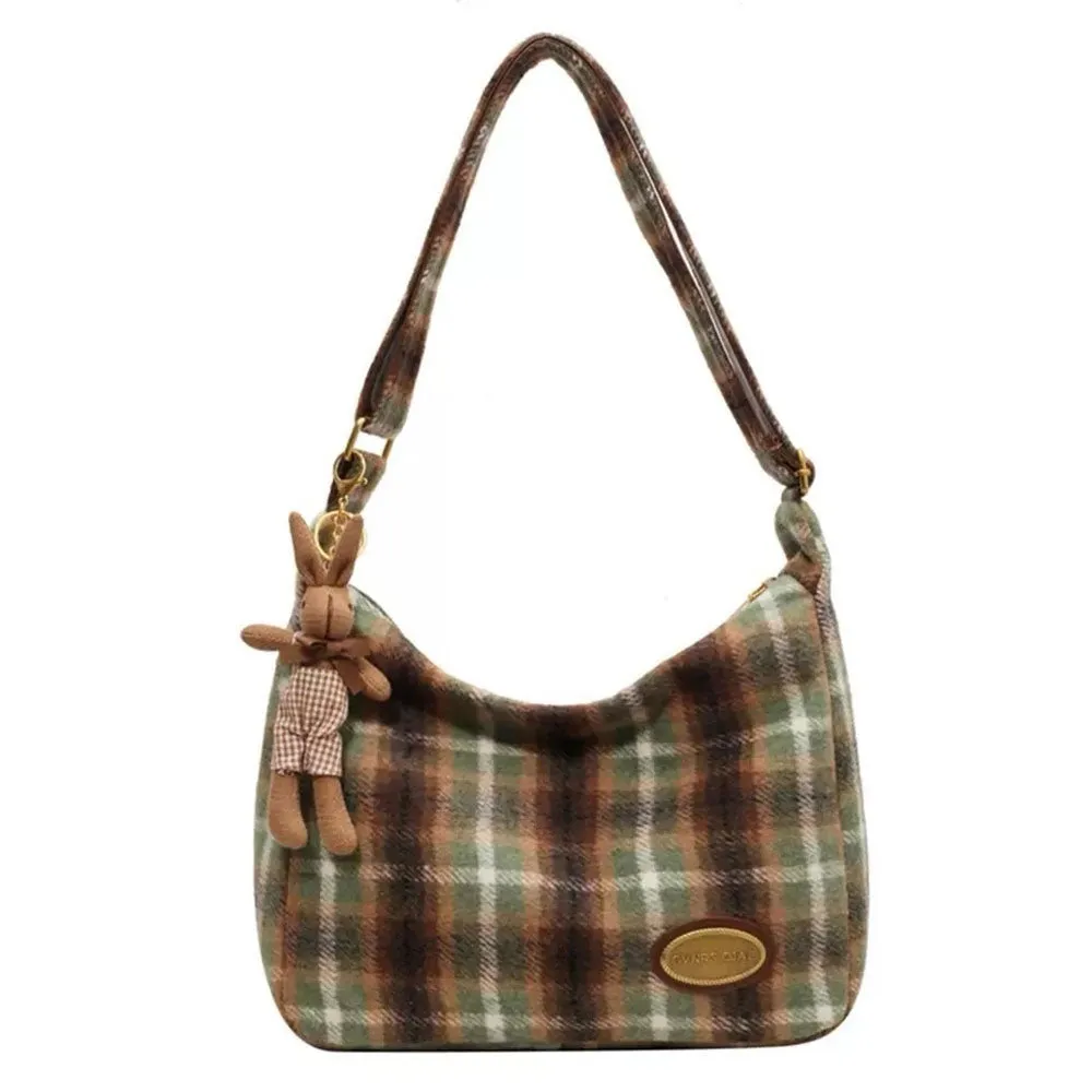 Preppy Style Plaid Shoulder Bag