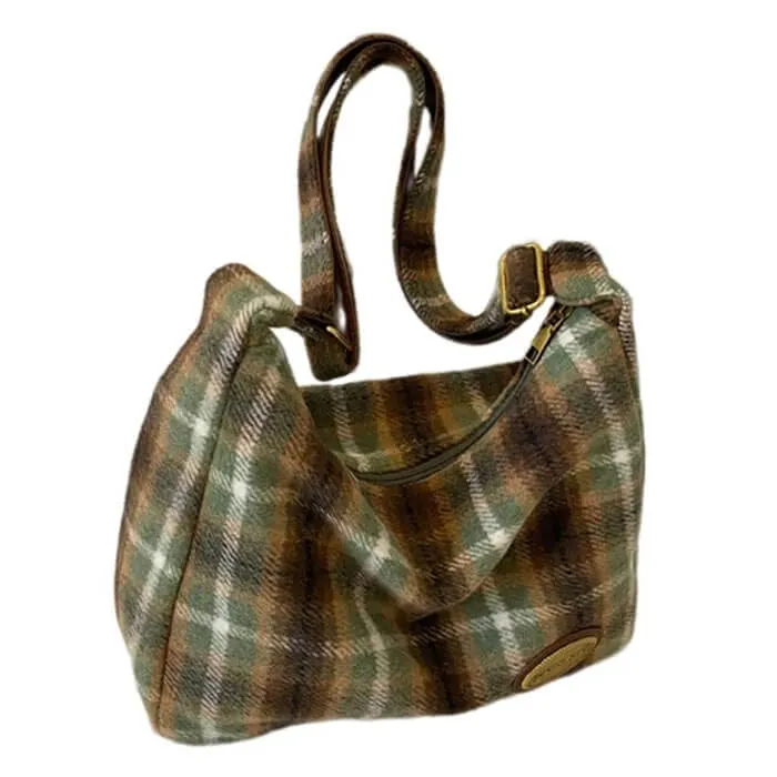 Preppy Style Plaid Shoulder Bag