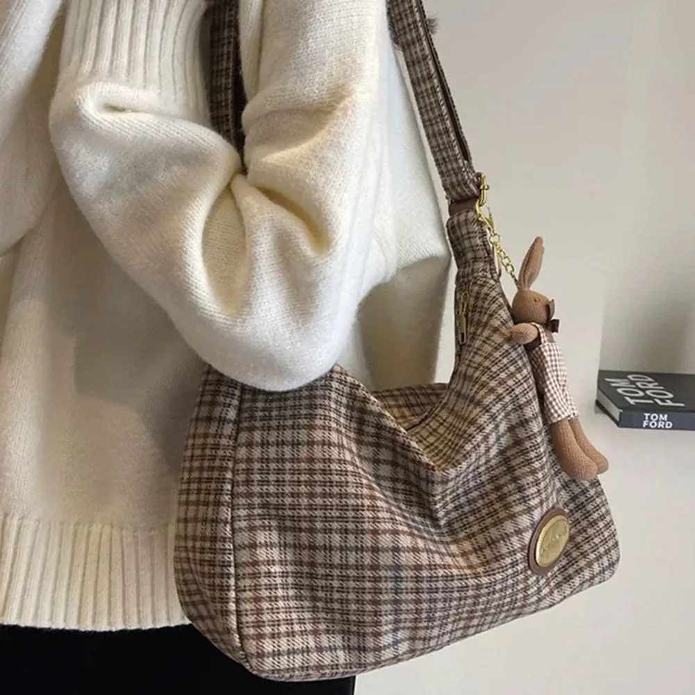 Preppy Style Plaid Shoulder Bag