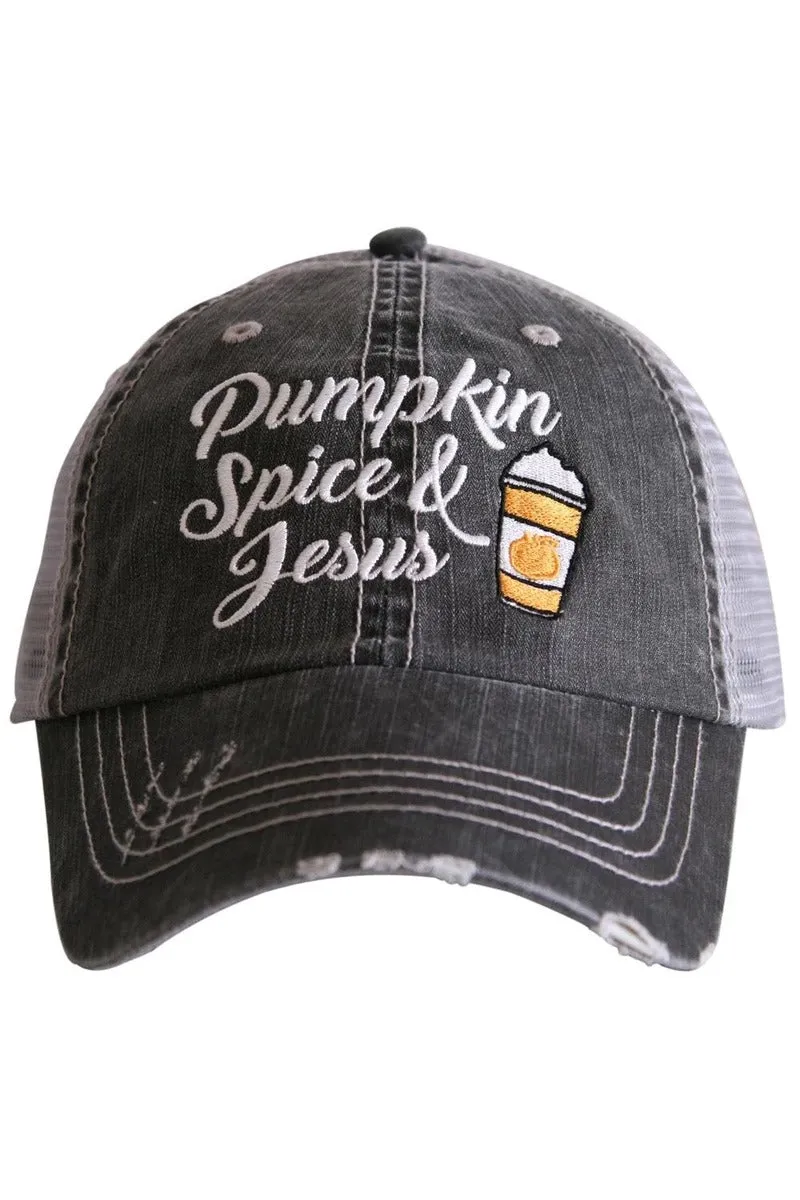 Pumpkin Spice and Jesus Trucker Hat