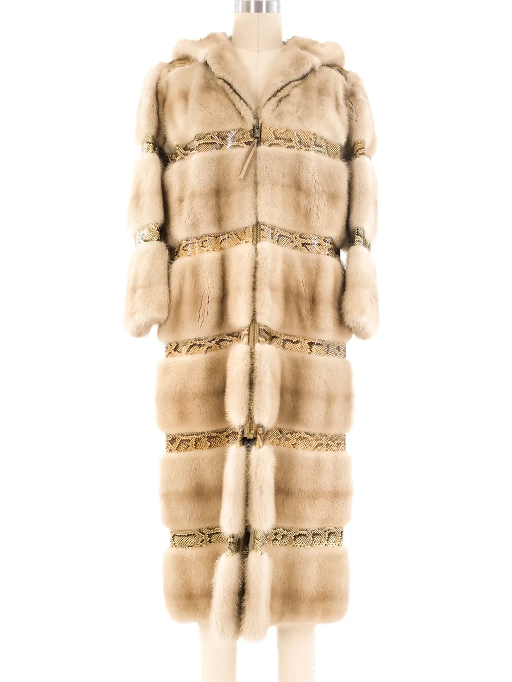 Python and Fur Banded Maxi Coat