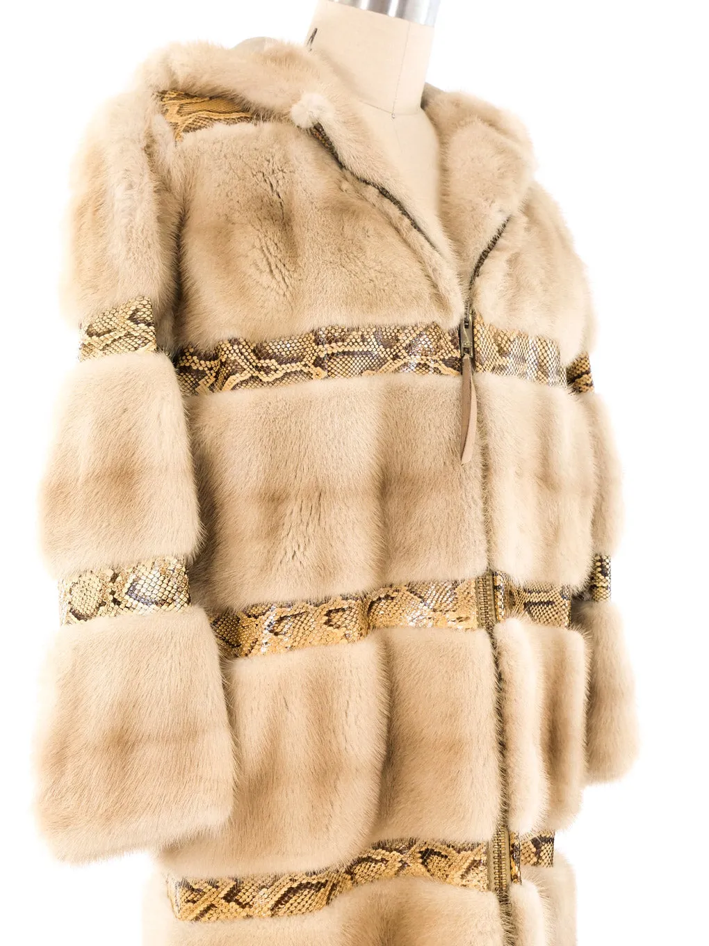 Python and Fur Banded Maxi Coat