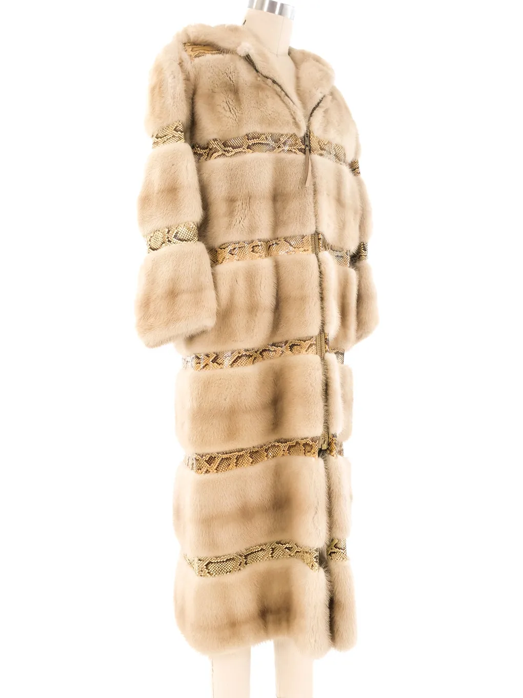 Python and Fur Banded Maxi Coat