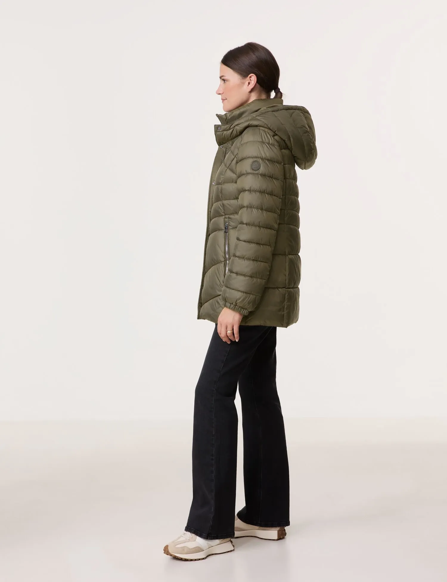 Quilted jacket with a detachable hood