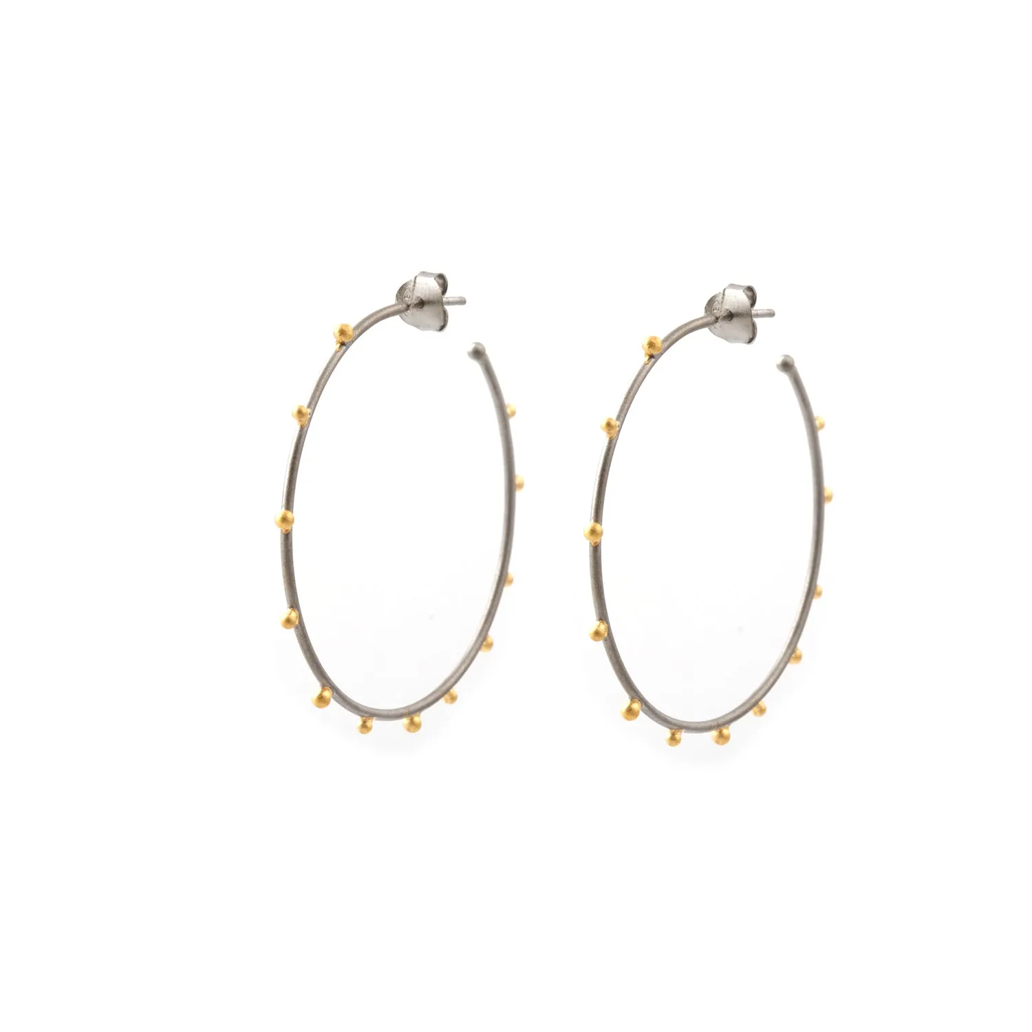 Rhodium and Gold Dot Hoop Earrings