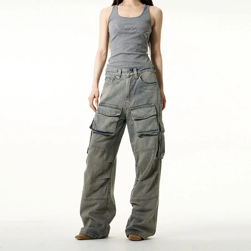 RT No. 10885 RETRO BLUE CARGO MULTI-POCKET JEANS