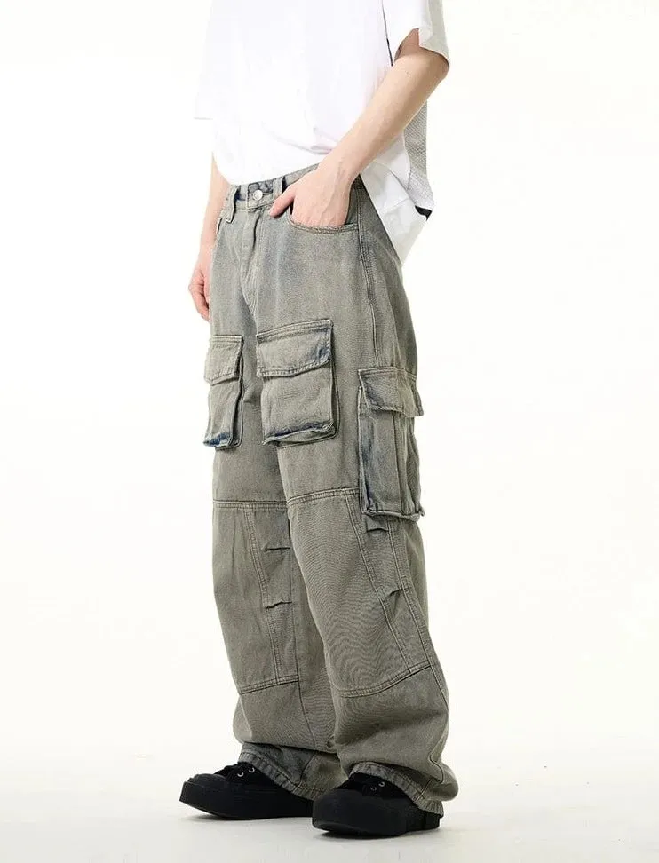 RT No. 10885 RETRO BLUE CARGO MULTI-POCKET JEANS