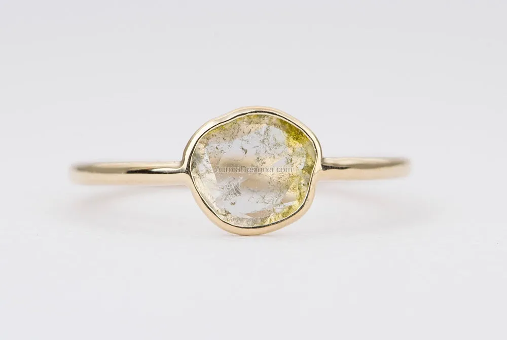 Rustic Diamond Slice Ring 14K Gold AD1367