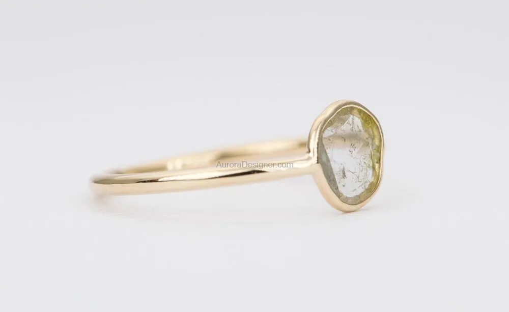 Rustic Diamond Slice Ring 14K Gold AD1367