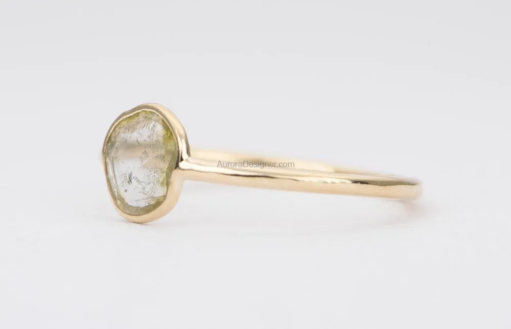 Rustic Diamond Slice Ring 14K Gold AD1367