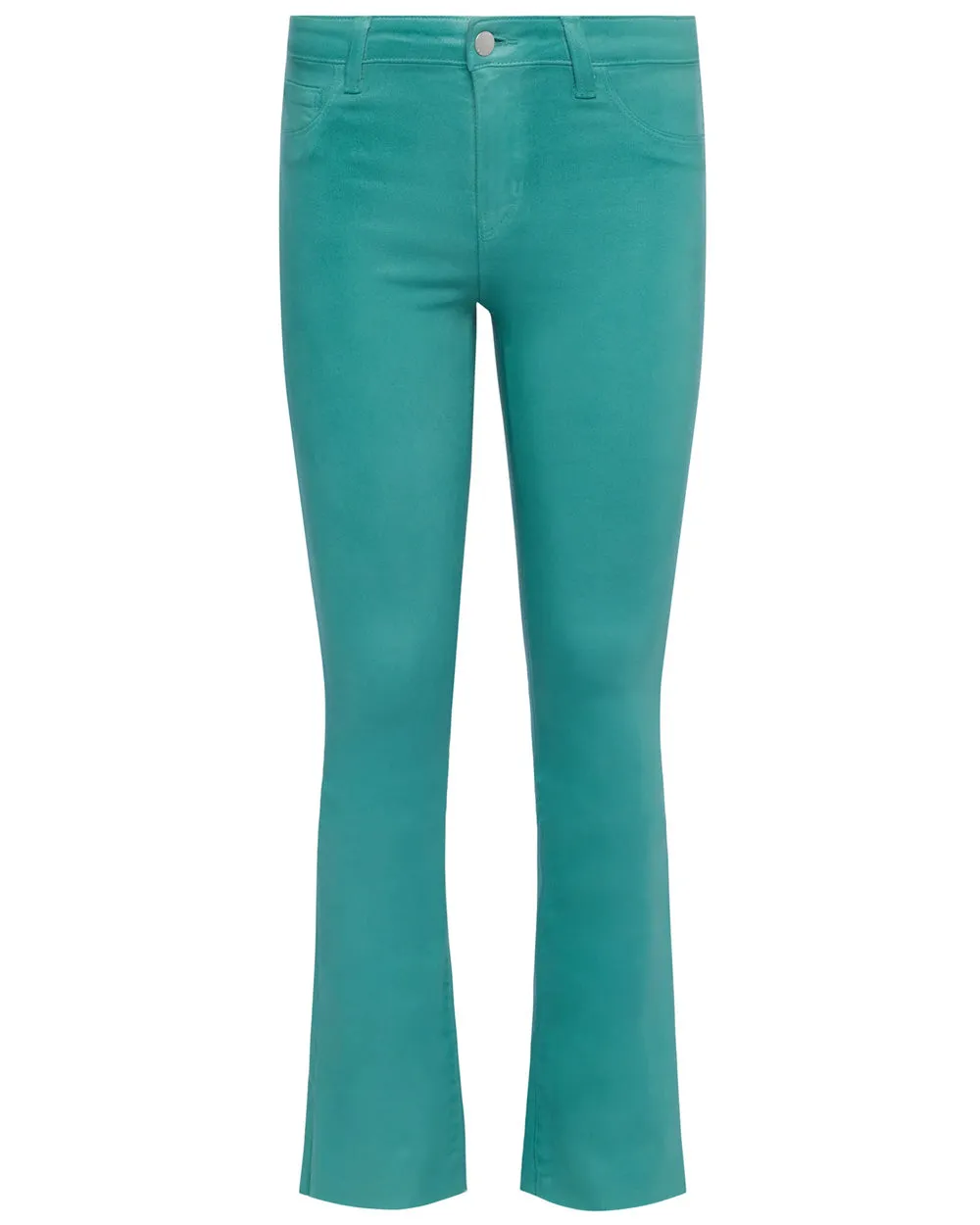 Ruth High Rise Straight Raw Hem Jean in Green Jasper