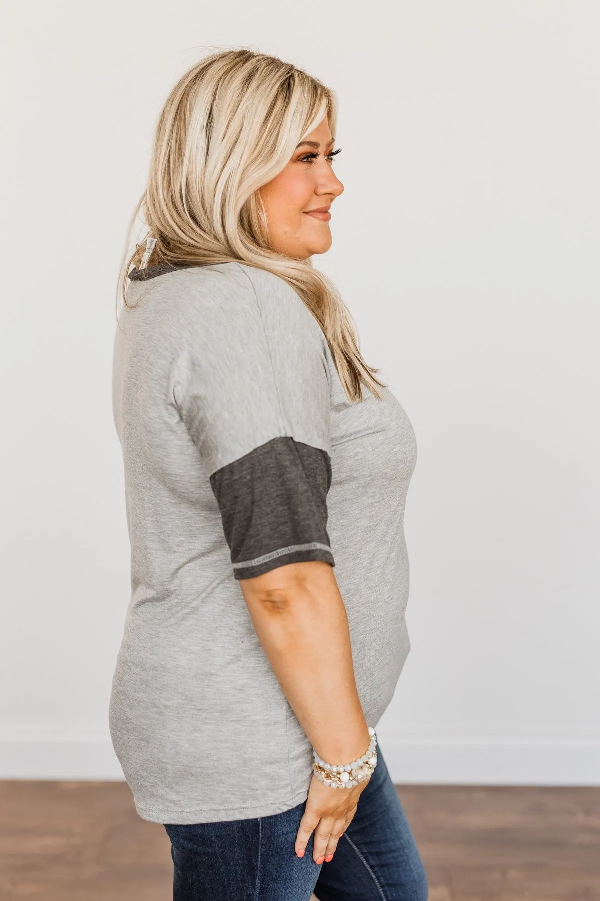 Sense Of Pride Pocket Top- Grey & Charcoal