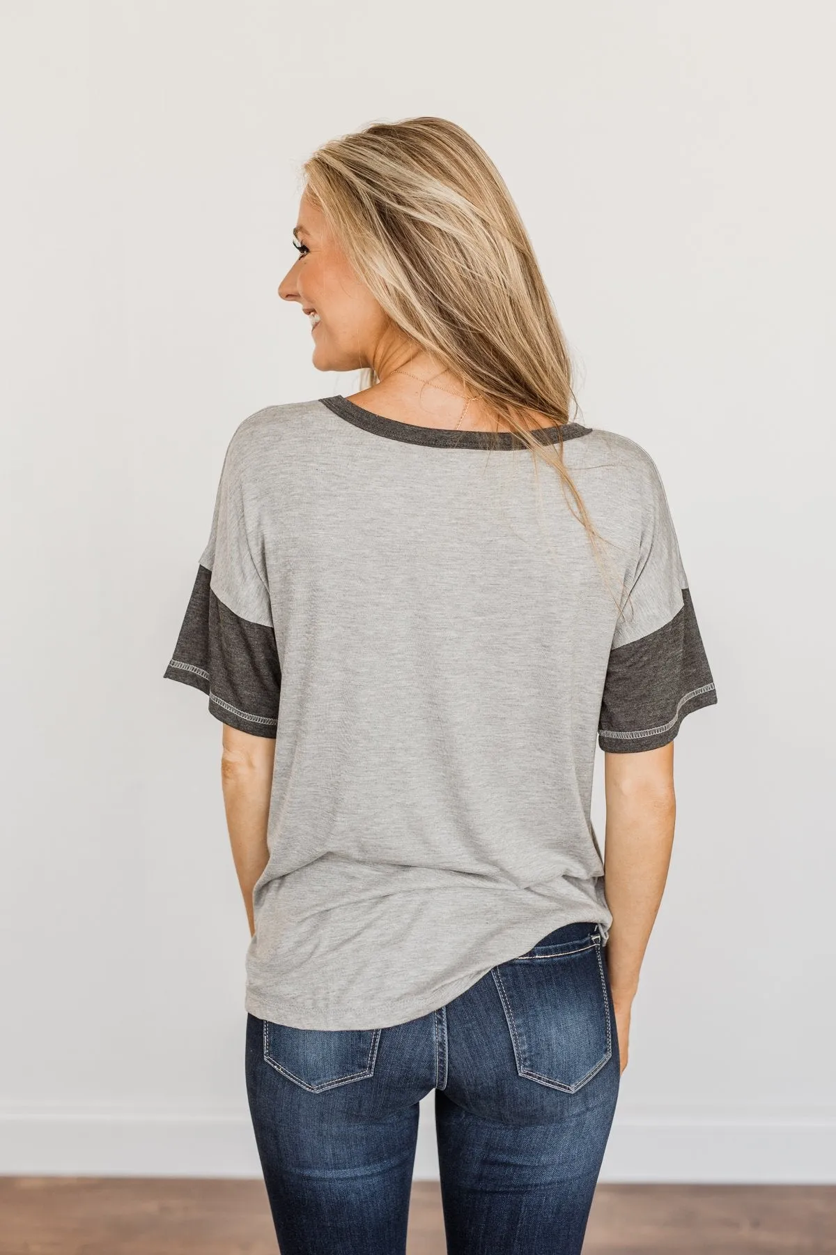 Sense Of Pride Pocket Top- Grey & Charcoal