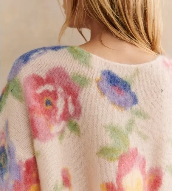 SEZANE  |Flower Patterns Casual Style V-Neck Long Sleeves