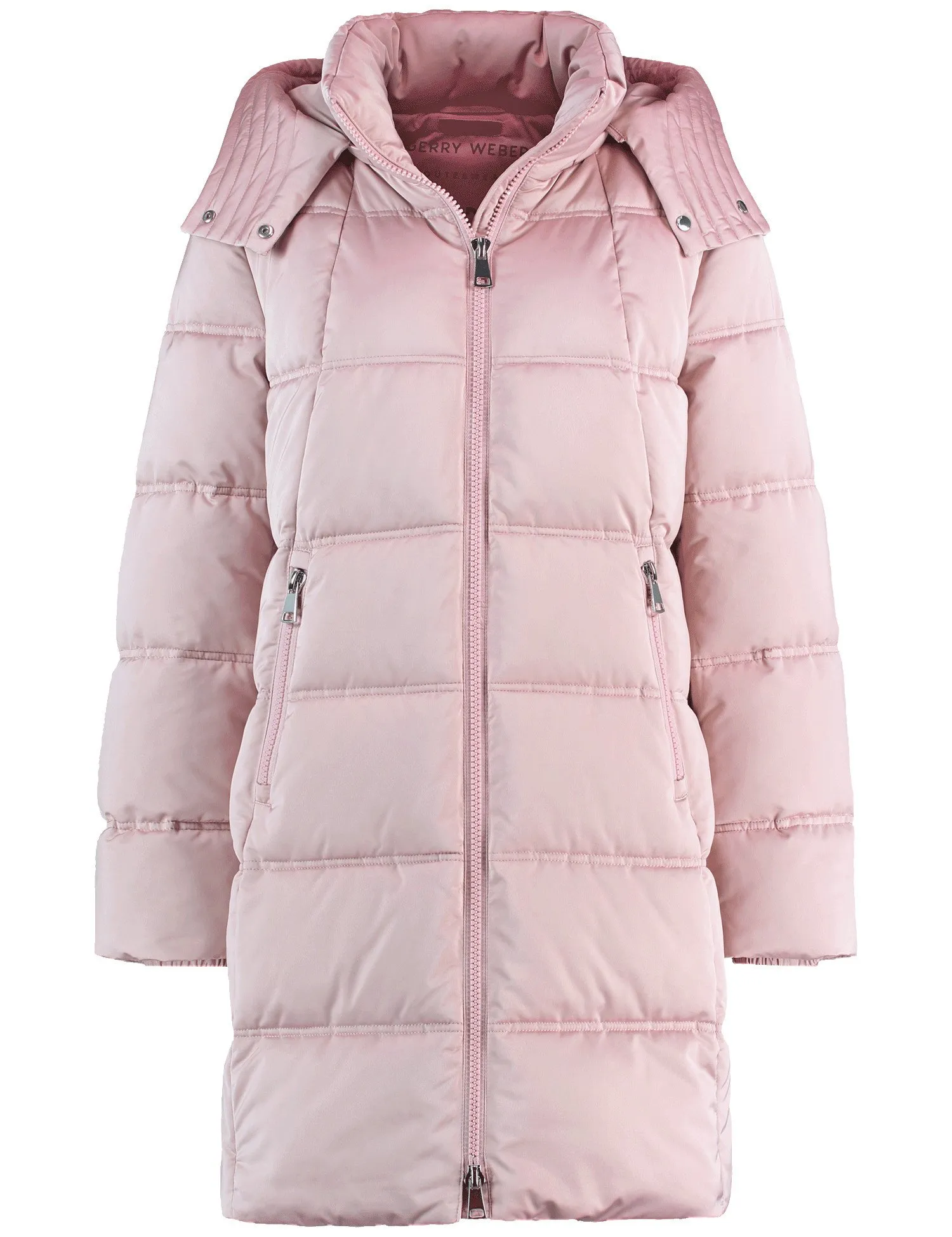 Short quilted coat with a detachable hood