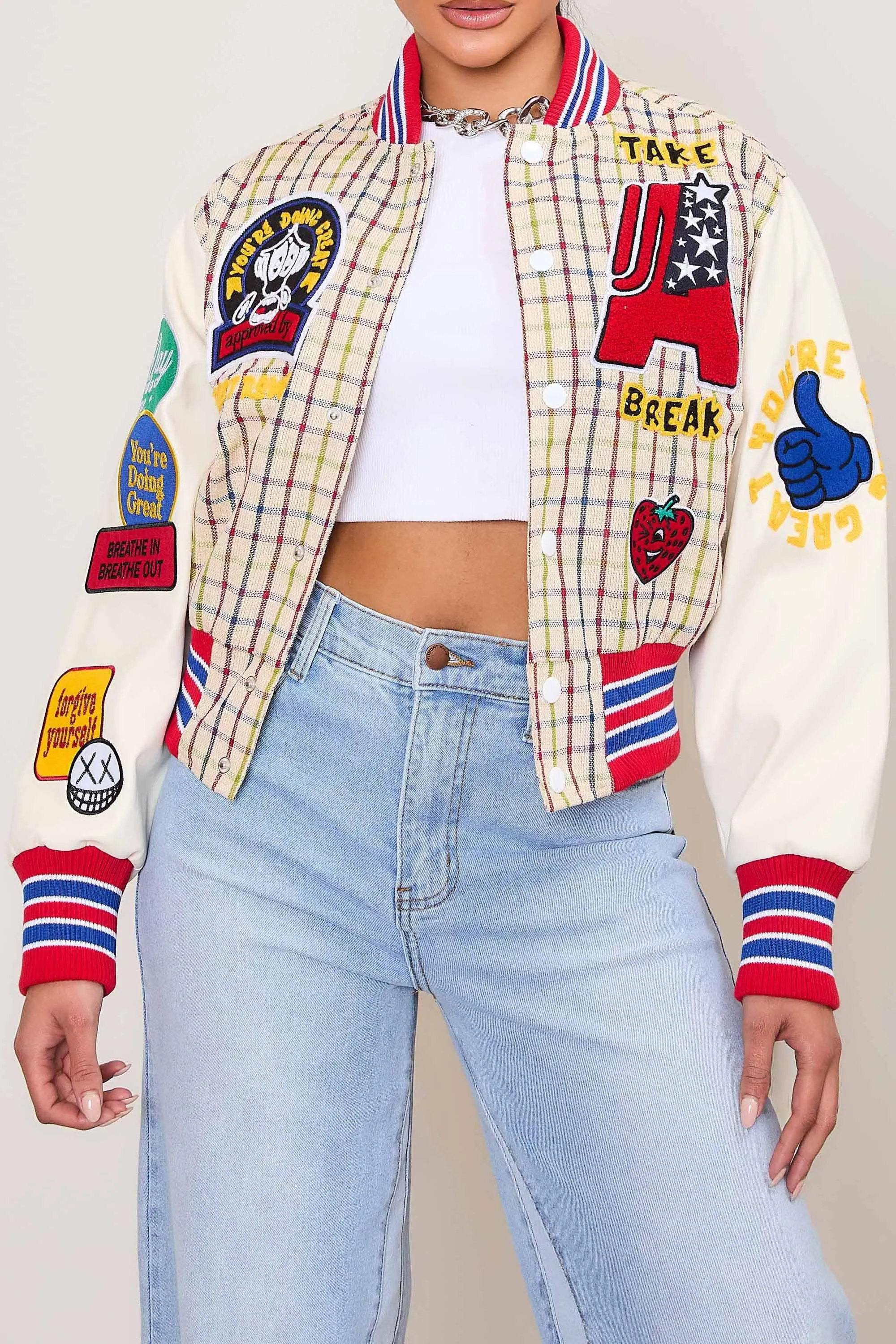 Shrunken Varsity Bomber Jacket