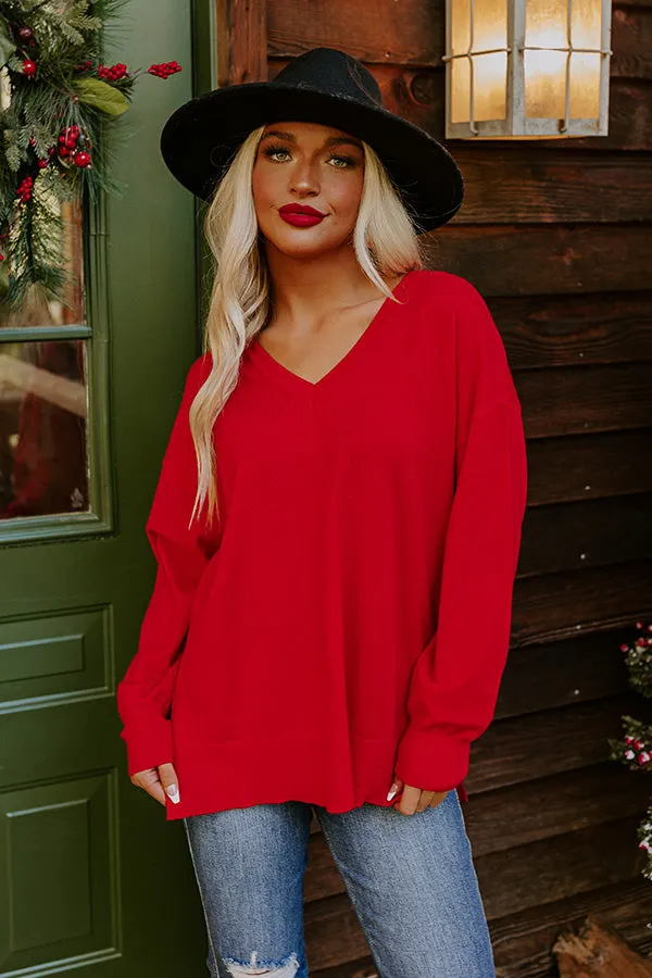 Sincerely Snuggly Sweater Top in Red