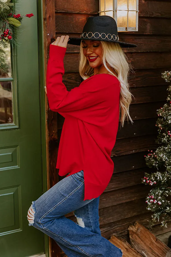 Sincerely Snuggly Sweater Top in Red