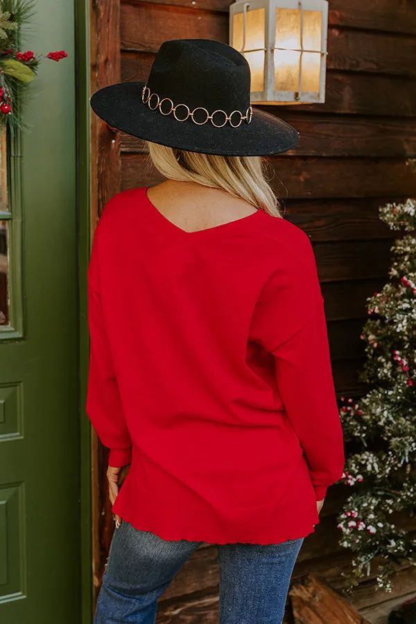 Sincerely Snuggly Sweater Top in Red