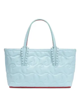 Small Embossed Cabata Tote in Mineral Blue