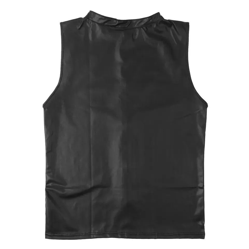 Soft Leather SleevelessShirts Shaping Stretch Tank Top