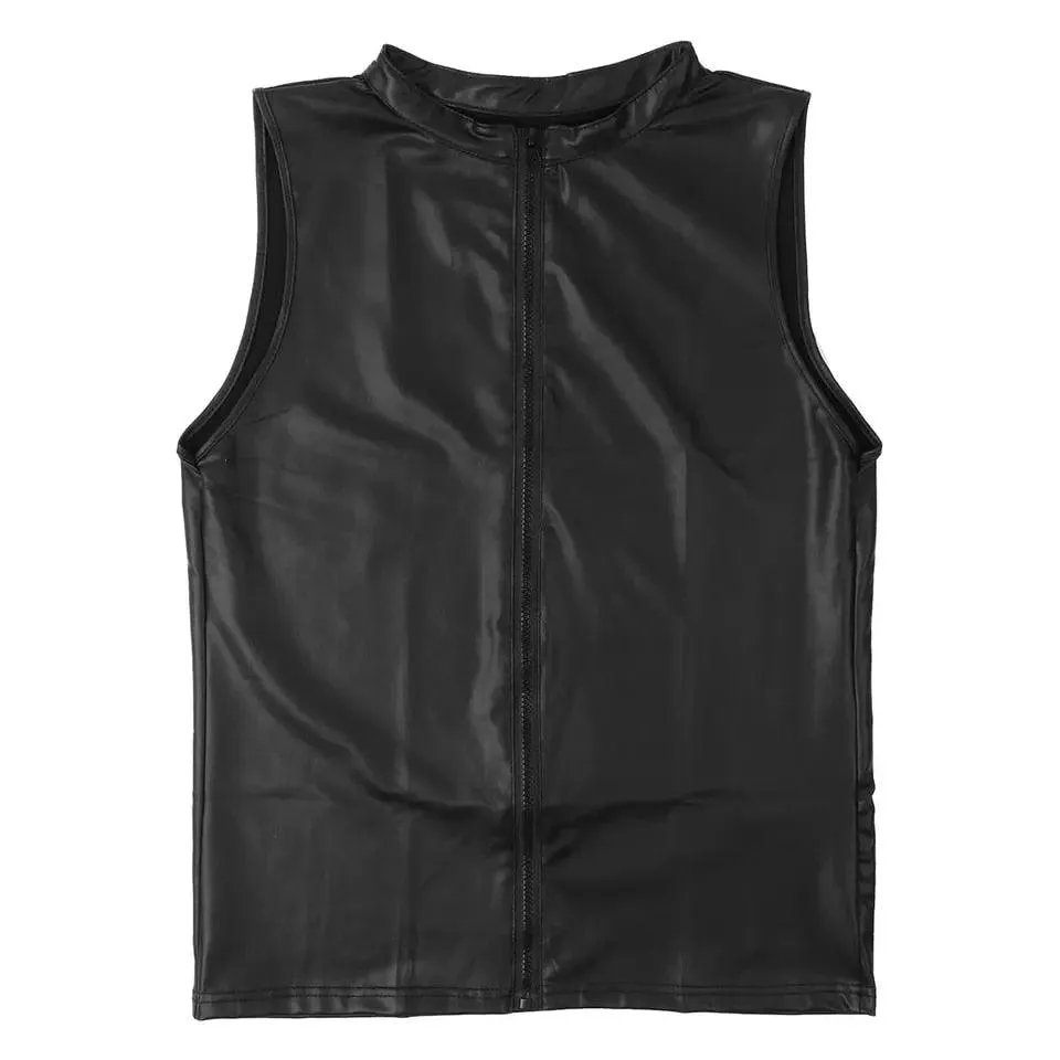 Soft Leather SleevelessShirts Shaping Stretch Tank Top