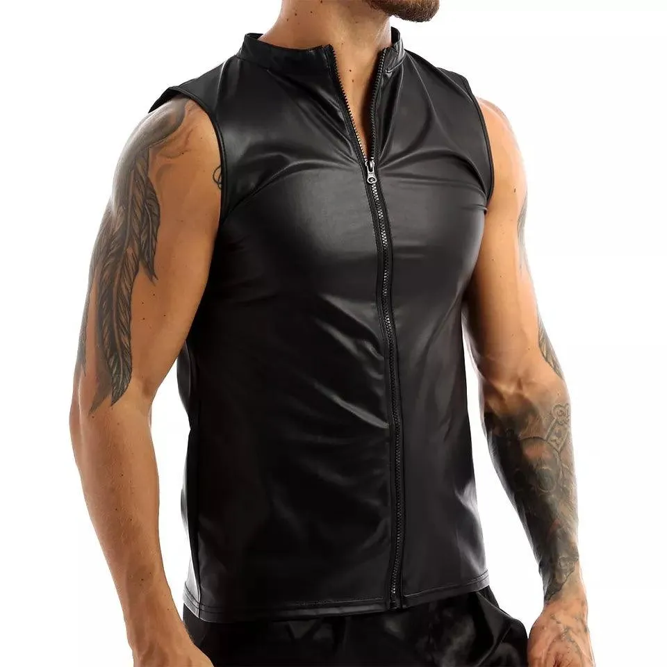 Soft Leather SleevelessShirts Shaping Stretch Tank Top