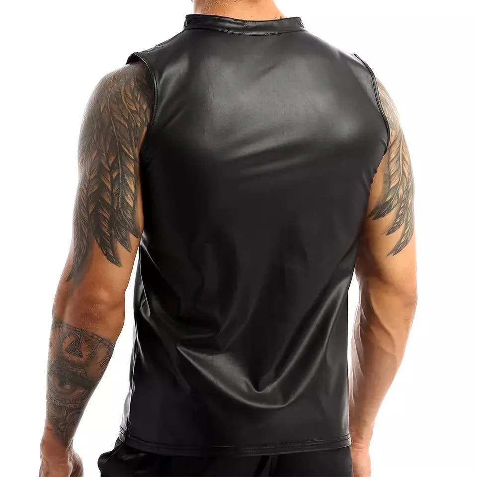 Soft Leather SleevelessShirts Shaping Stretch Tank Top