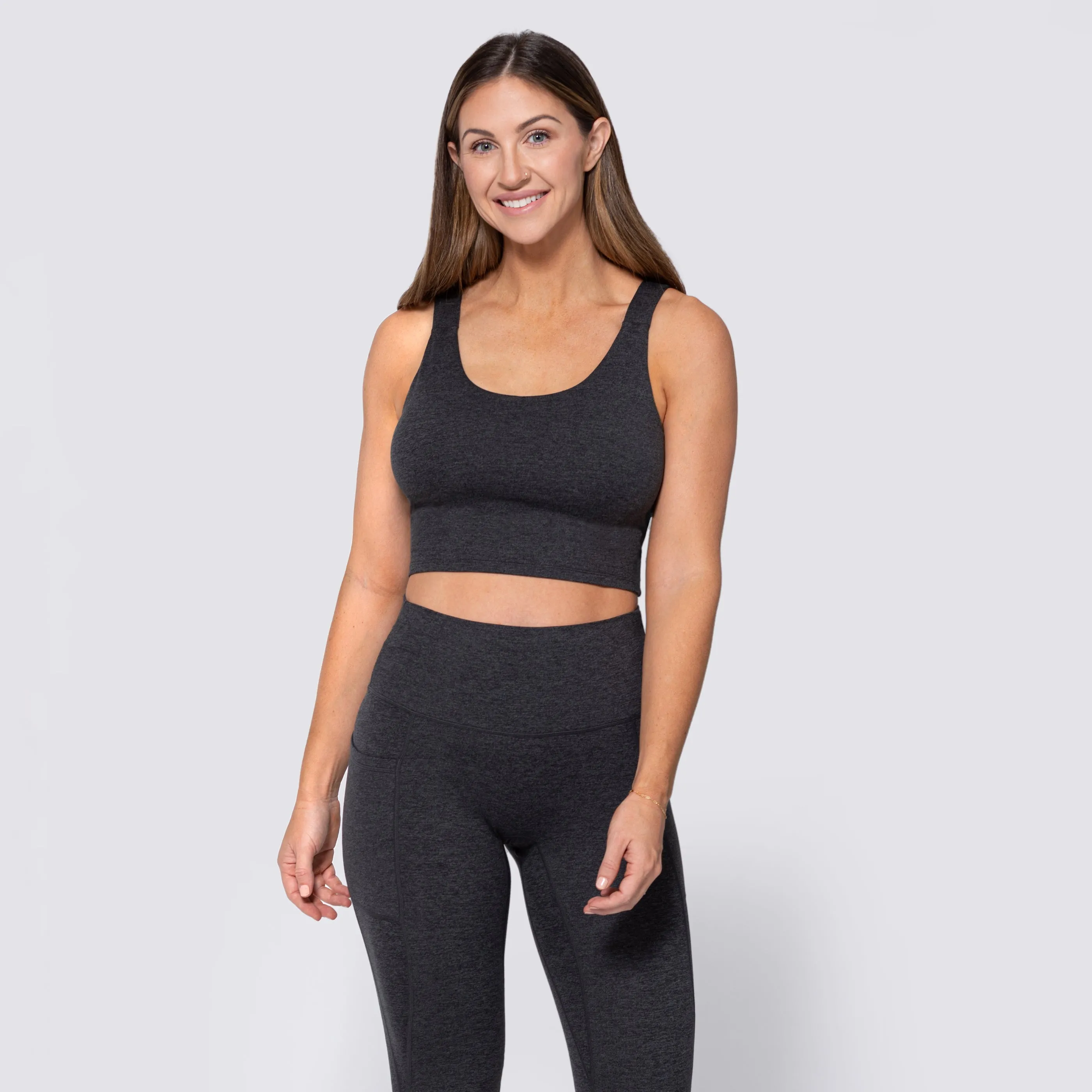 SoftLuxe Crop Top - Charcoal/Black (Final Sale)