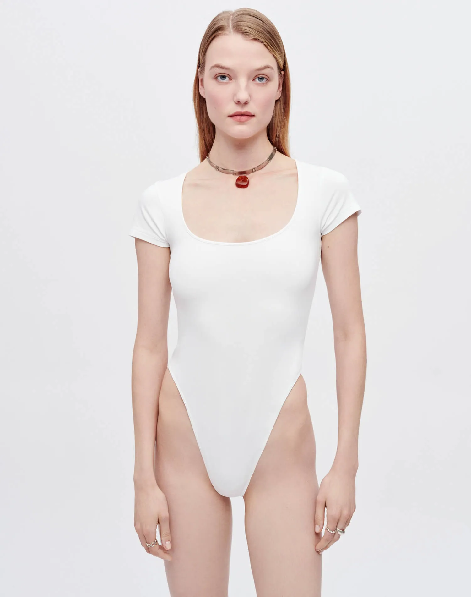 Square Neck Bodysuit - White