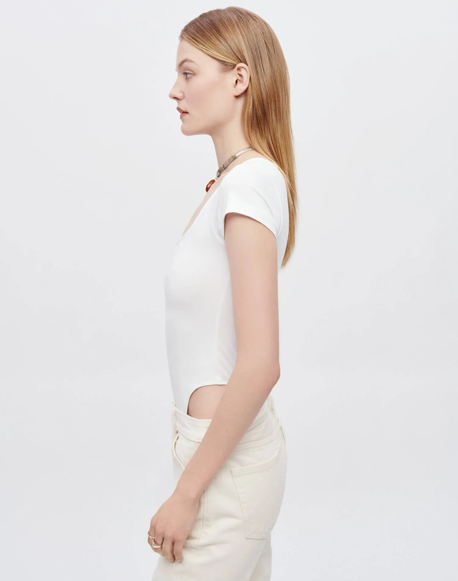 Square Neck Bodysuit - White