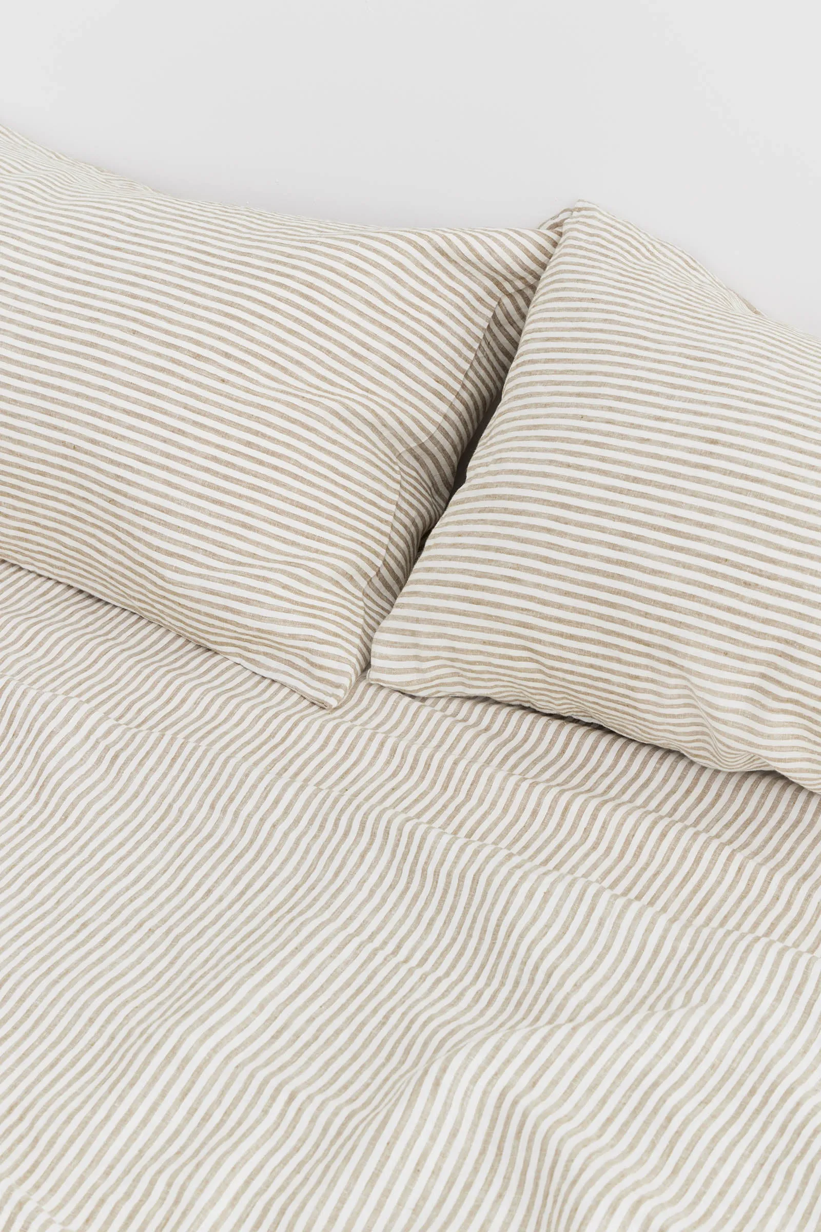 Standard Linen Pillow Cases Olive Stripe