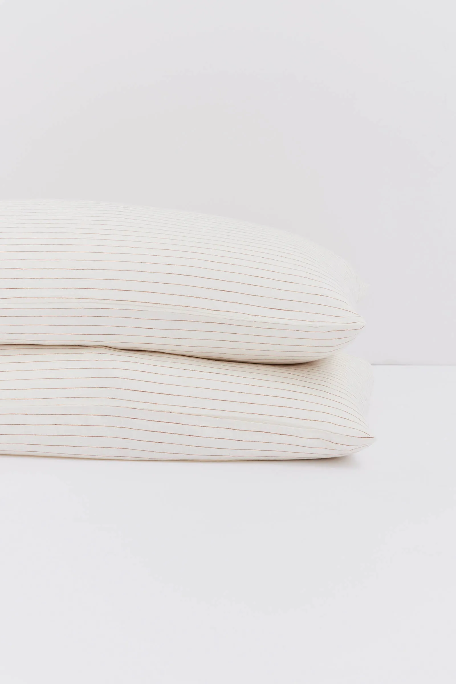 Standard Linen Pillow Cases Tobacco Pinstripe