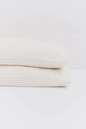 Standard Linen Pillow Cases Tobacco Pinstripe