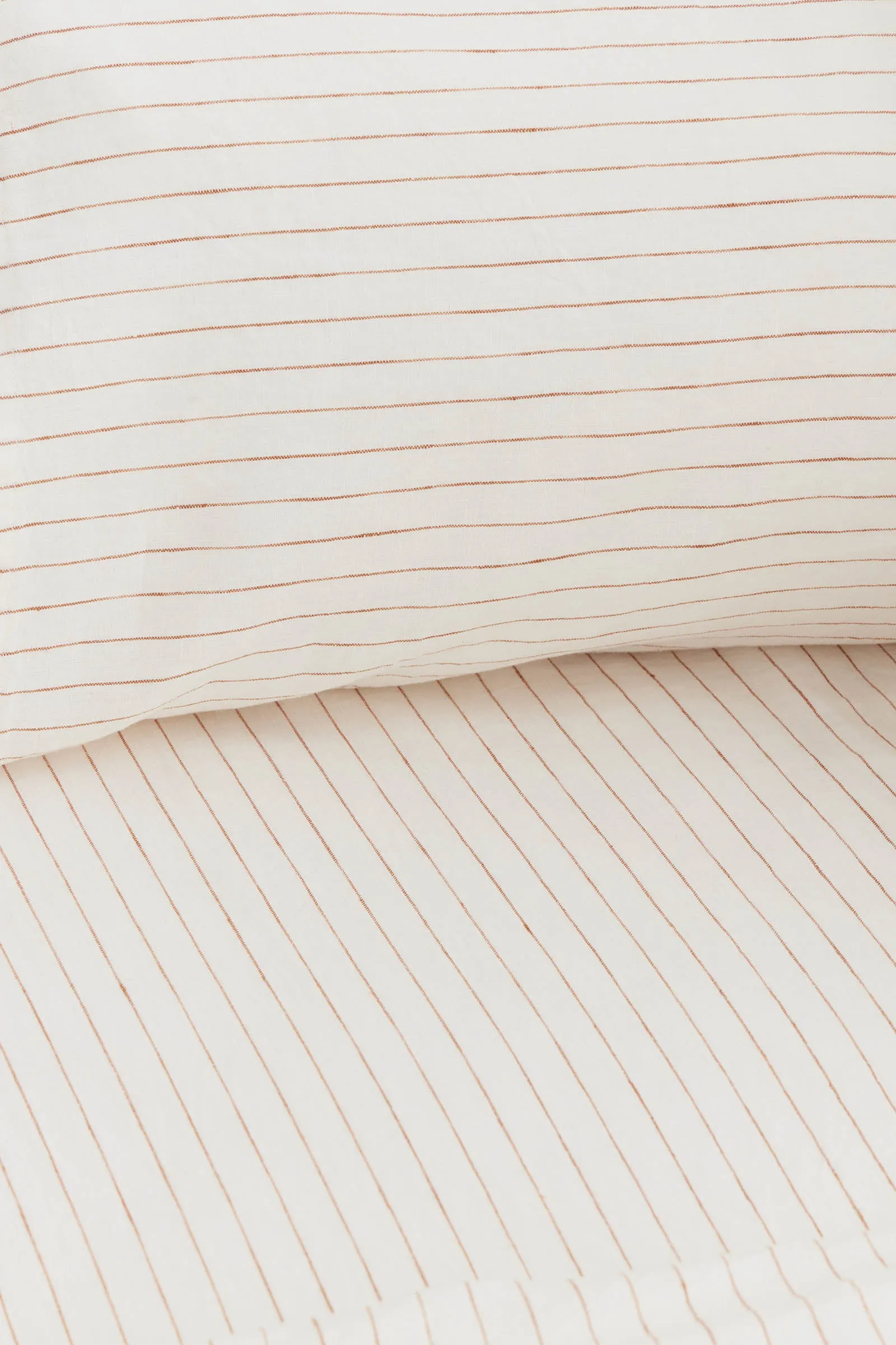 Standard Linen Pillow Cases Tobacco Pinstripe