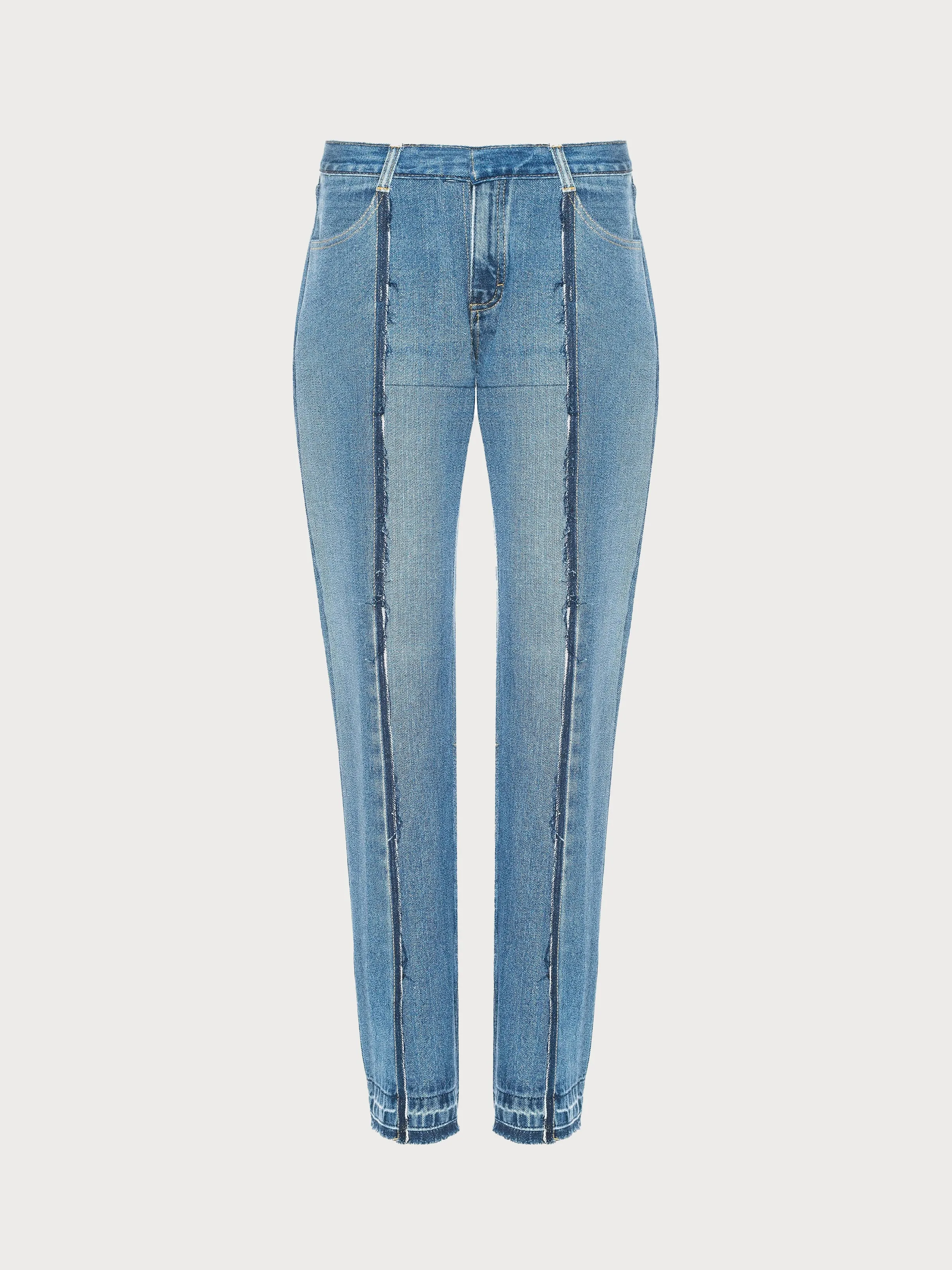 Straight Jeans with Blue Middle Line