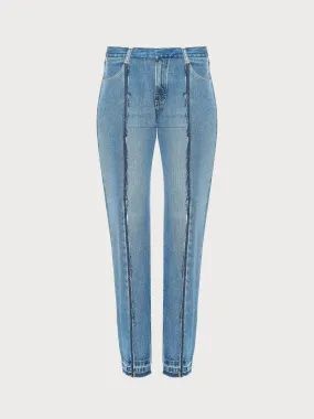 Straight Jeans with Blue Middle Line