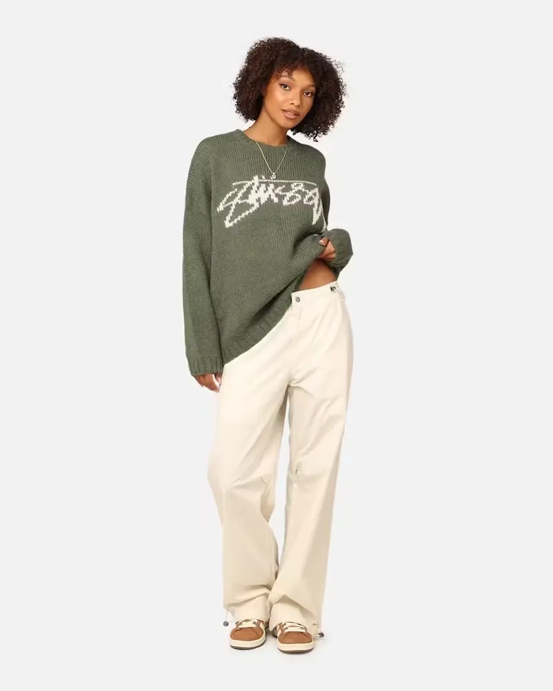 STUSSY  |Crew Neck Street Style Long Sleeves Plain Logo Skater Style