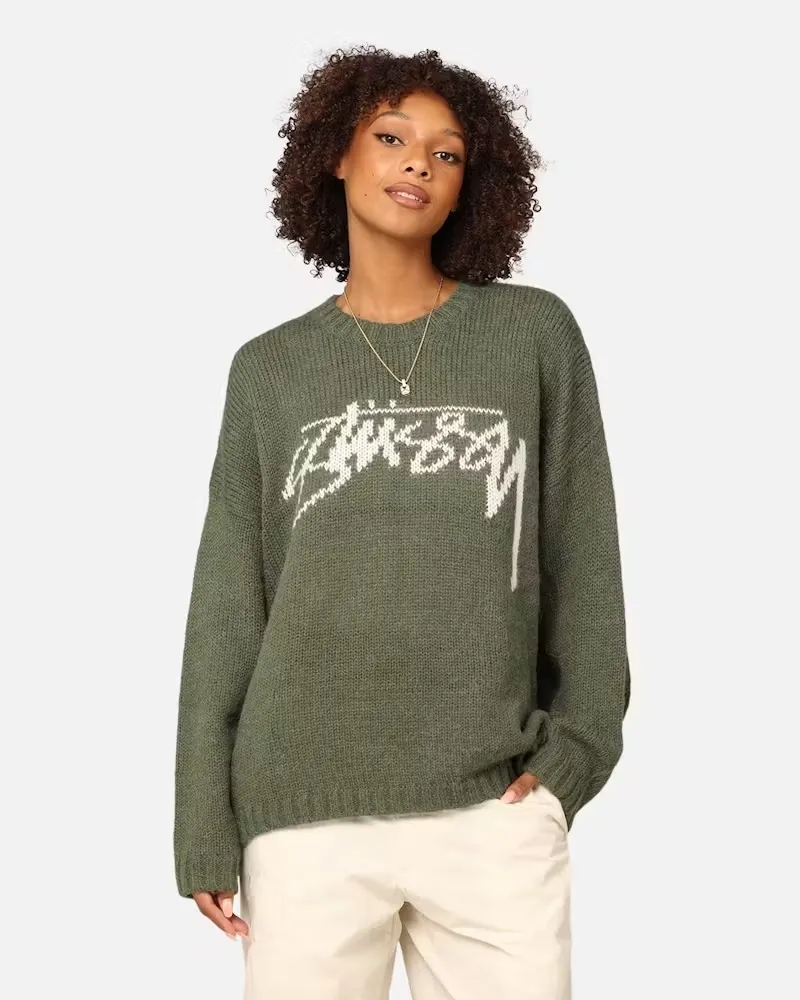 STUSSY  |Crew Neck Street Style Long Sleeves Plain Logo Skater Style