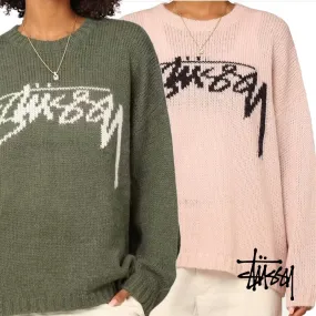 STUSSY  |Crew Neck Street Style Long Sleeves Plain Logo Skater Style