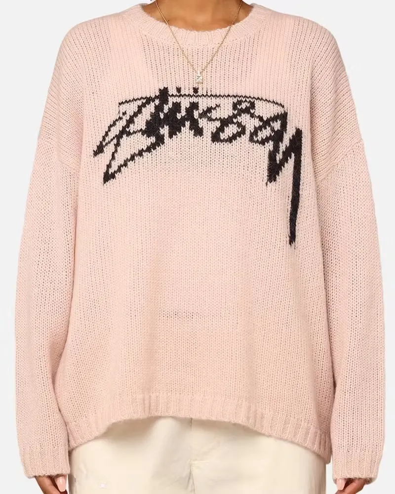 STUSSY  |Crew Neck Street Style Long Sleeves Plain Logo Skater Style