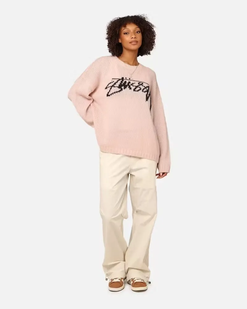 STUSSY  |Crew Neck Street Style Long Sleeves Plain Logo Skater Style