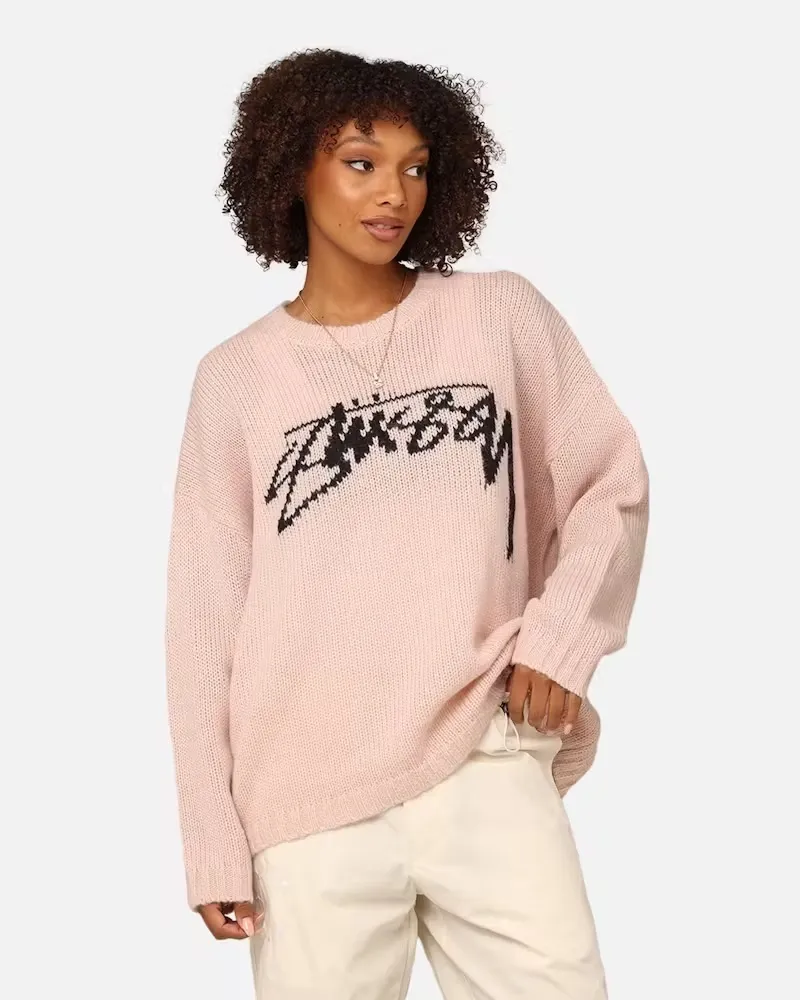 STUSSY  |Crew Neck Street Style Long Sleeves Plain Logo Skater Style