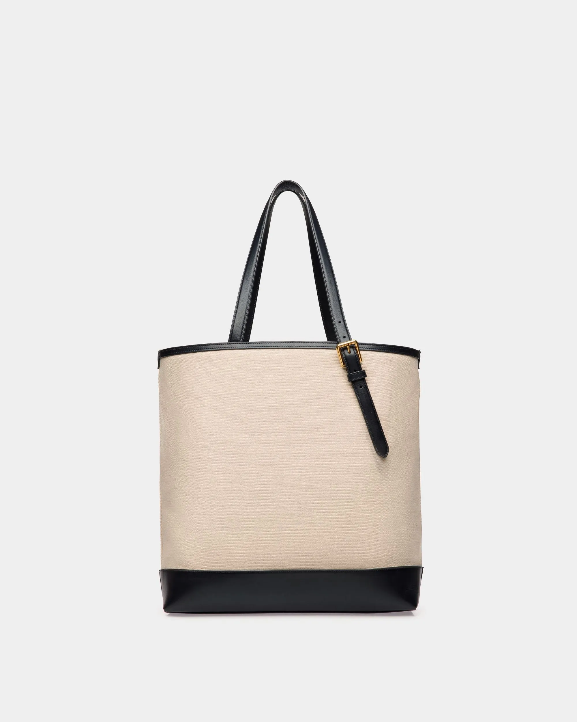 Summer Capsule Tote Bag In Natural And Navy Blue Canvas And Leather 