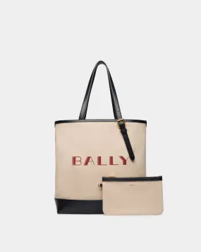 Summer Capsule Tote Bag In Natural And Navy Blue Canvas And Leather 