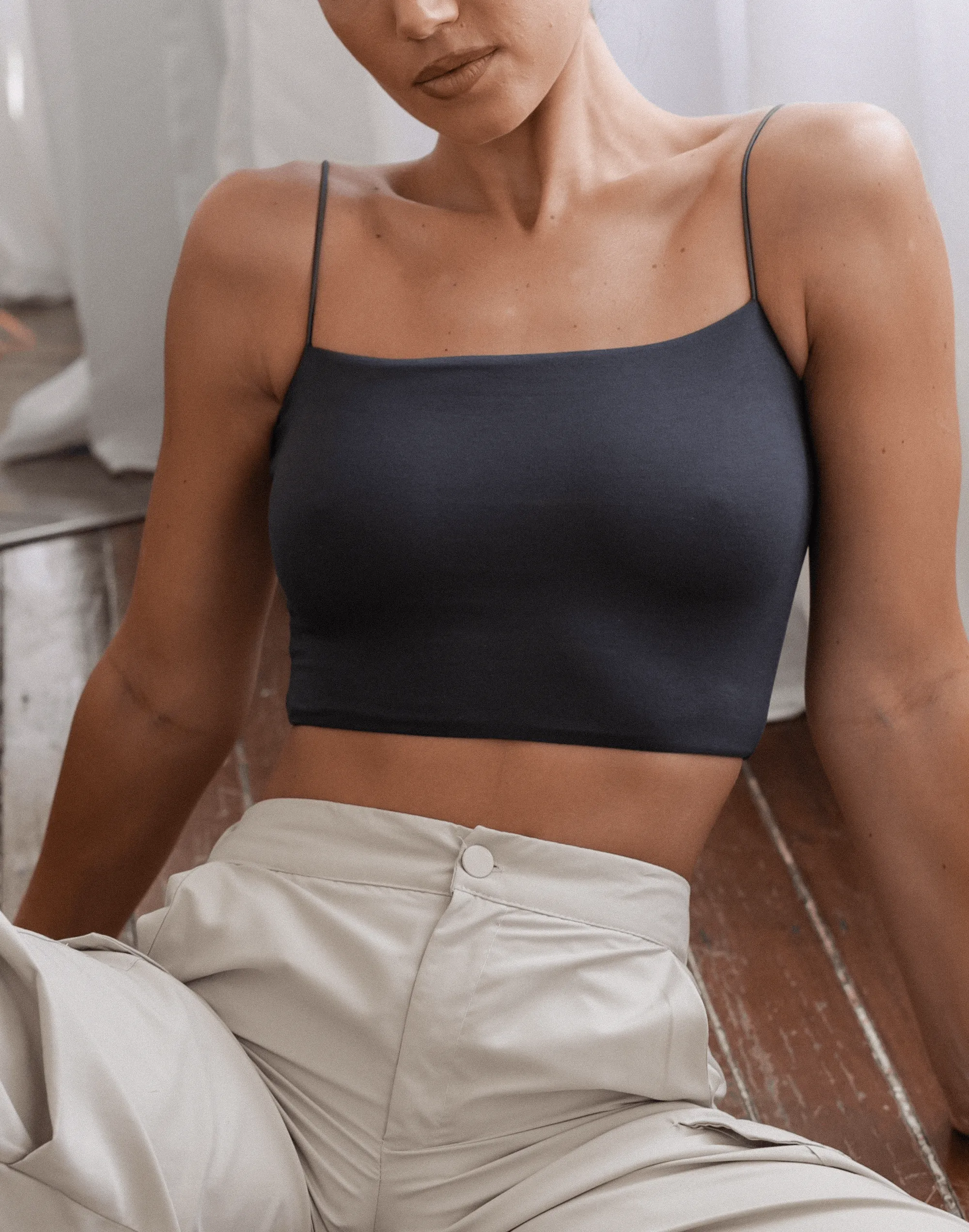 Tammy Crop Top (Charcoal)