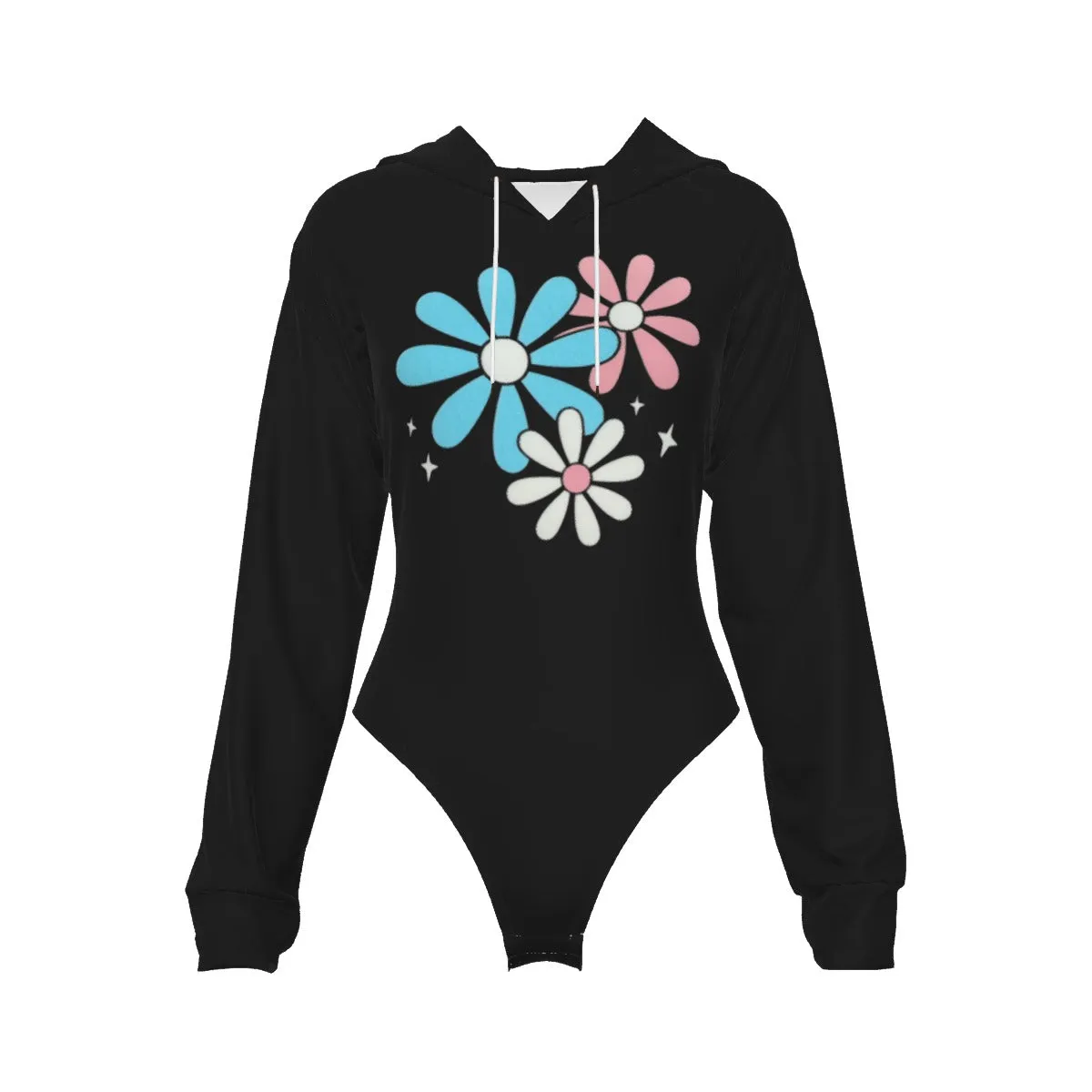 Teen Blue Pink White Big Daisies Pride Hooded Bodysuit