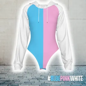 Teen Blue Pink White Pride Paris Raglan Sleeve Hooded Bodysuit